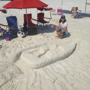 Karen with sand sculpture